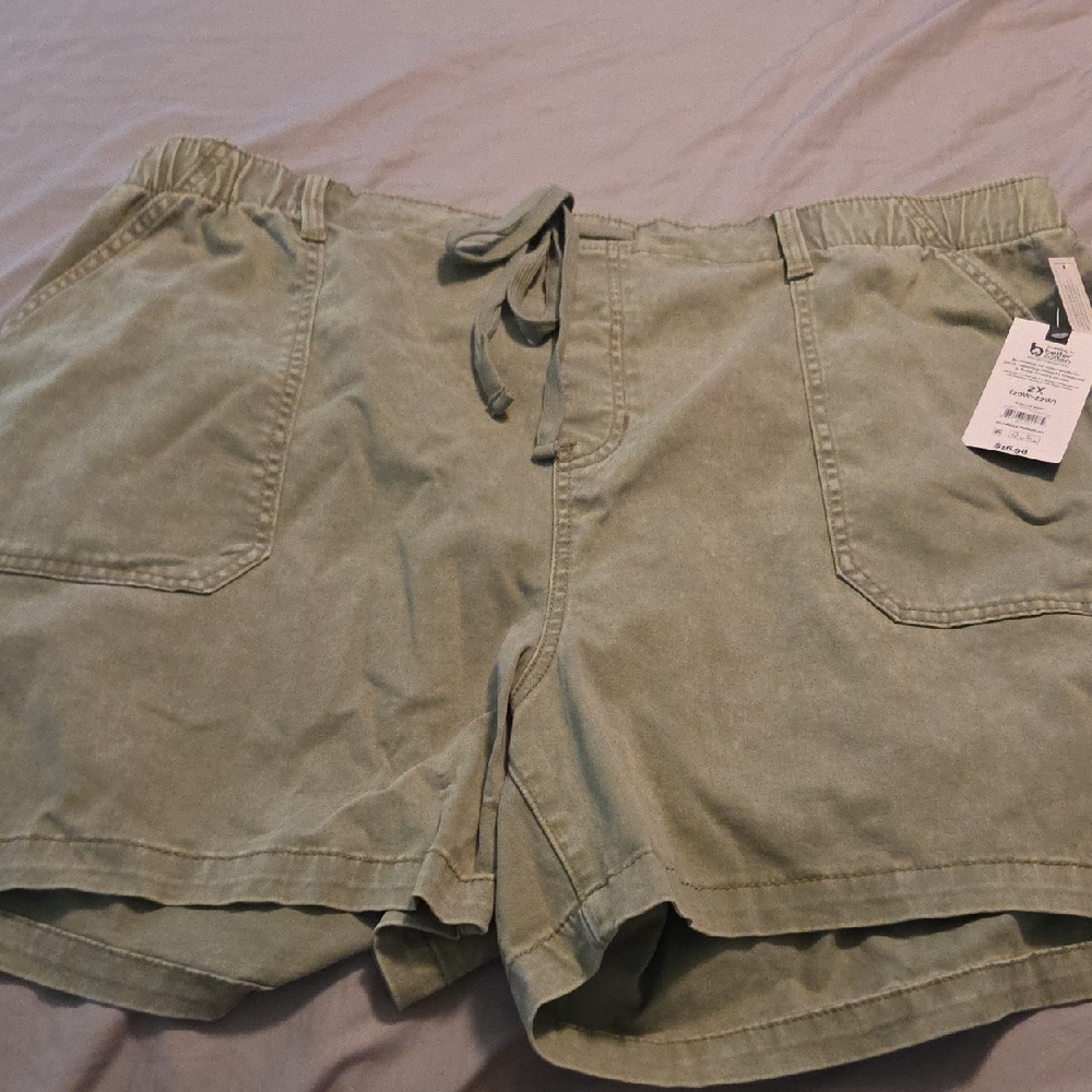 Terra Sky Green Cargo Shorts Relaxed Fit Cotton Blend